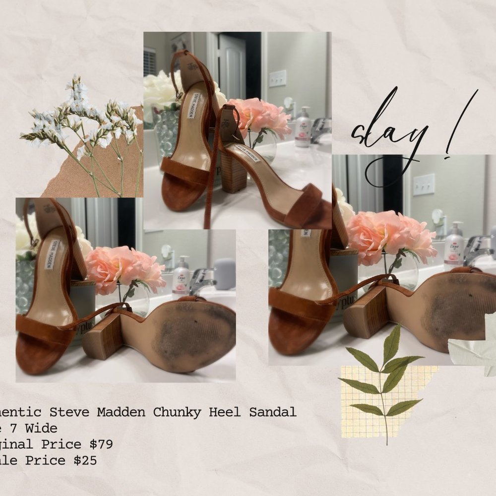 Tan Steve Madden Chunky Heel Mule Women's Size 7 Wide